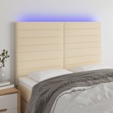 Cumpara ieftin Tăblie de pat cu LED, crem, 144x5x118/128 cm, textil