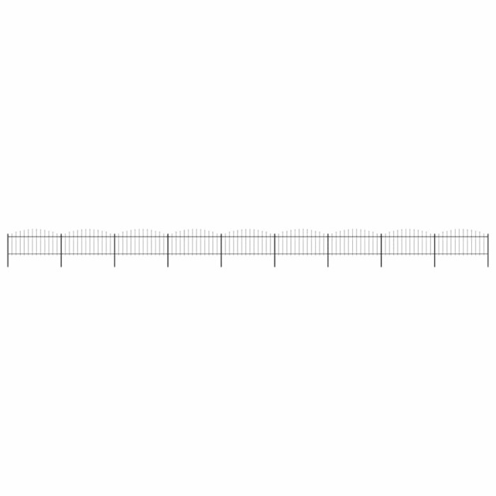 vidaXL Gard de grădină cu v&acirc;rf suliță, negru, (0,5-0,75)x15,3 m oțel