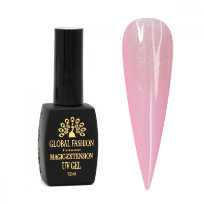 Gel UV cu sclipici, Magic-Extension, Global Fashion, 12 ml, Roz, G09 foto