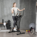 HOMCOM Bicicleta de exercitii eliptica pentru casa si sala de sport cu 4 nivele de rezistenta, monitor LCD si 2 roti, otel si ABS, 90x62x150 cm, negru