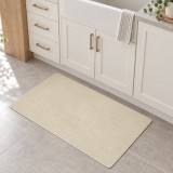 Cumpara ieftin Covoras Universal Antiderapant Fibra 60x90 cm Poliester Baza Cauciuc Culoare Ivory Textura Velurata