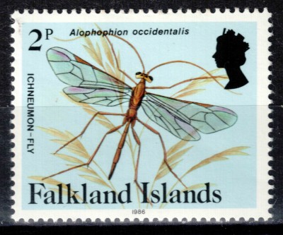 Falkland 1986 (1984), Mi #391 II**, fauna, libelula, MNH! Cota 9 &amp;euro;! foto