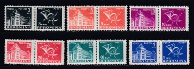 ROMANIA 1957 PORTO DUBLE EMISIUNEA a VII-a FILIGRAN R.P.R. SERIE MNH foto