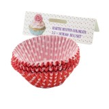 Set hartii pentru muffin, Rosu cu buline albe, 2.5x6 cm, 100 buc