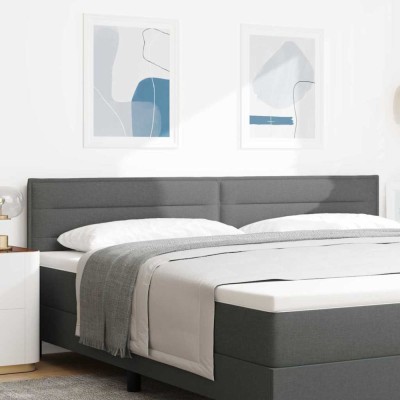 vidaXL Tăblie LED Design Linii Gri &amp;Icirc;nchis 200 cm Țesătură foto