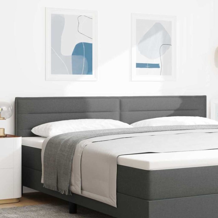 vidaXL Tăblie LED Design Linii Gri &Icirc;nchis 200 cm Țesătură