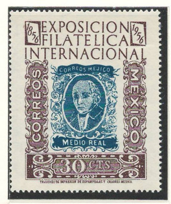 Mexic 1956 Mi 1060 MNH - Expozitia de timbre &amp;bdquo;100 de ani de timbre mexicane&amp;rdquo; foto