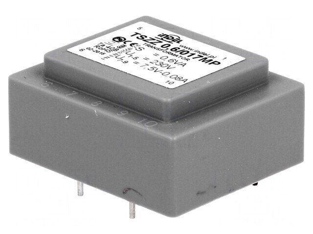 Transformator &Icirc;ncapsulat 0,6VA 230V 7,5V 80mA PCB