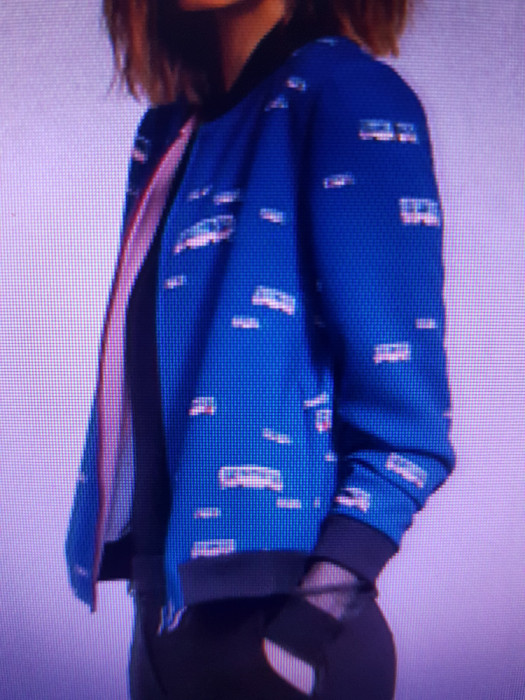 Jacheta bomber dama COP.COPINE originala imprimeu funky autobuze Sz S