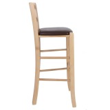 Scaun Paesana bar - cadru natur - imitatie piele maro - 15611