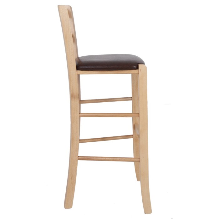 Scaun Paesana bar - cadru natur - imitatie piele maro - 15611