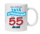 Cana alba personalizata &quot;Asa arata un tata extraordinar - 55 ani&quot;, INOVATIX&reg;. 330ml