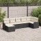 vidaXL Set de canapele pentru grădină 7 pcs Negru, alb Rattan poli