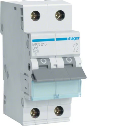 Siguranta automata 16A 2P 6ka B Hager MBN216