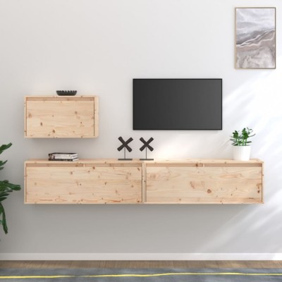vidaXL Comode TV, 3 buc., lemn masiv de pin foto