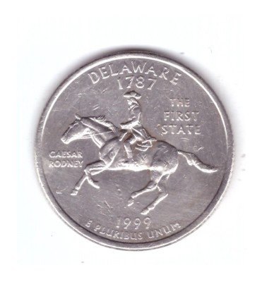 Moneda SUA 25 centi/quarter dollar 1999 D, Delaware 1787, stare buna, curata foto