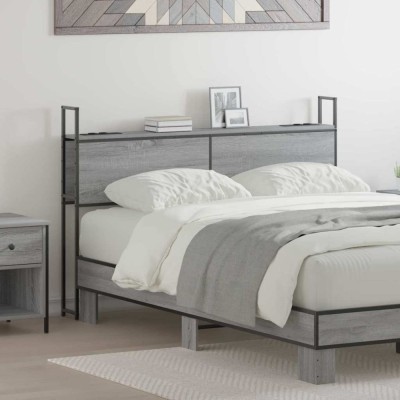 vidaXL Tăblie de Depozitare cu Stație de &amp;Icirc;ncărcare sonoma gri 140 cm 859808 foto