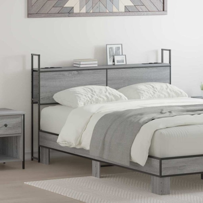 vidaXL Tăblie de Depozitare cu Stație de &Icirc;ncărcare sonoma gri 140 cm 859808