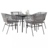 Gossi set de sufragerie de gradina 5 piese sticla poliratan gri