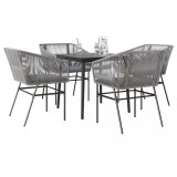 Gossi set de sufragerie de gradina 5 piese sticla poliratan gri
