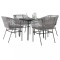 Gossi set de sufragerie de gradina 5 piese sticla poliratan gri