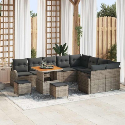 vidaXL Set de canapele pentru grădină 12 pcs Gri 80 x 80 x 71 cm 3364383 foto