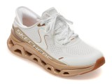 Pantofi sport SKECHERS albi, GLIDE-STEP ALTUS, din material textil