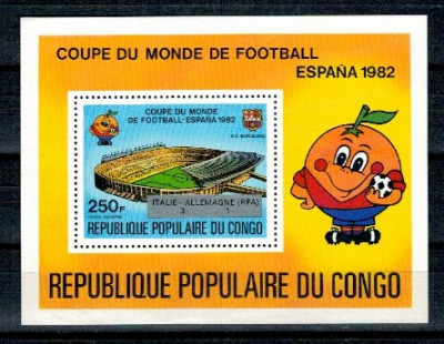 Congo 1982 - CM fotbal, supratipar, colita neuzata foto