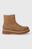 Roxy botine femei, culoarea maro, cu toc plat, izolat