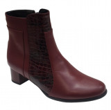 Botine dama elegante din piele naturala bordo si negre, 36 - 40, Negru, Visiniu