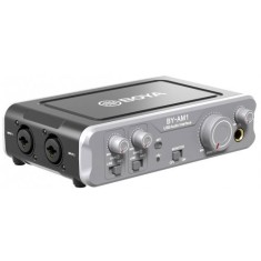 Mixer Audio BOYA BY-AM1 cu 2 Canale USB , Mixer Dual-Channel cu Intrari XLR si 6,35mm, Monitorizare Fara Latenta si Alimentare Phantom 48V