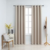 VidaXL Draperii opace cu inele metalice, 2 buc., bej, 140 x 225 cm