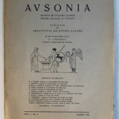 AVSONIA - REVISTA DE CULTURA CLASICA PENTRU SCOLARI SI TINERET , ANUL I , NR. 5 - MARTIE 1940