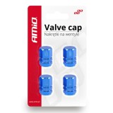 Capace Ventil Auto/Moto/Biciclete Amio Aluminiu Hexagonale Albastre - Set 4 Buc.