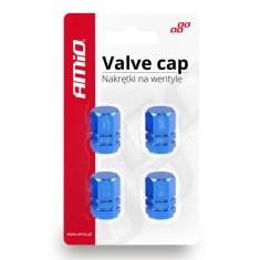 Set 4 capace Amio din aluminiu pentru ventil model hexagon albastru