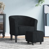 Cumpara ieftin Fotoliu tip cuvă cu taburet, negru, catifea