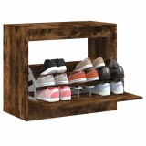 Pantofar vidaXL Stejar Fumuriu 80x42x69 cm Lemn Compozit Sertar Rabatabil 3 Rafturi Maro Suport Pantofi