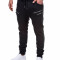 Pantaloni pentru barbati de trening negru fermoare decorative banda jos cu siret bumbac p422