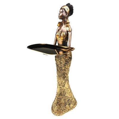 Statueta decorativa, Femeie Africana tava, Auriu, 46 cm, 1175HG foto