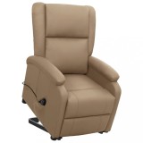 VidaXL Fotoliu cu ridicare pe verticală, cappuccino, piele ecologică