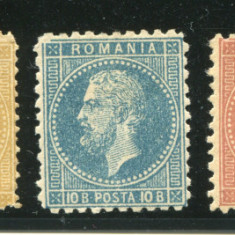 1876 , Lp 39 , Carol I , emisiunea Bucuresti I , serie dantelata - nestampilata