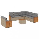 Cumpara ieftin Set canapele de gradina cu perne, 10 piese, bej, poliratan