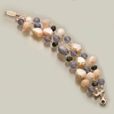 Cumpara ieftin Brățară Damă Agat Negru, Cuarț Fumuriu, Perle Naturale Argint 925 Placat Aur Roz, Reglabilă 19-23cm. Cadou Cutie Bijuterii Handmade Italia