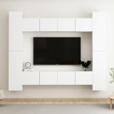 vidaXL Set dulapuri TV, 8 piese, alb, lemn prelucrat