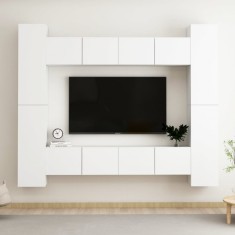 vidaXL Set dulapuri TV, 8 piese, alb, lemn prelucrat