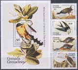Timbre cu păsări J.J. Audubon din Grenada-Grenadines