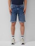 Q/S by s.Oliver Pantaloni scurti de blug barbati, John cu talie medie si croiala Regular Fit, Albastru inchis, W29