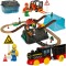 Set pista de curse din 55 de piese, trenulet cu sina, masini de constructii si accesorii