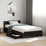 VidaXL Cadru de pat cu sertare, negru, 90x190 cm, lemn prelucrat