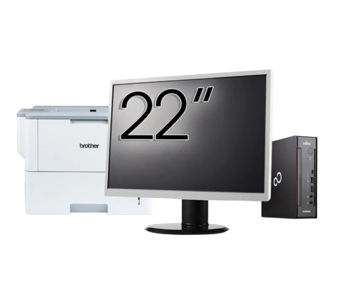 Pachet Calculator Second Hand Fujitsu Esprimo Q958 Mini PC, Intel Core i5-8400 2.80 - 4.00GHz, 8GB DDR4, 256GB SSD + Monitor 22&amp;quot; + Imprimanta Bro